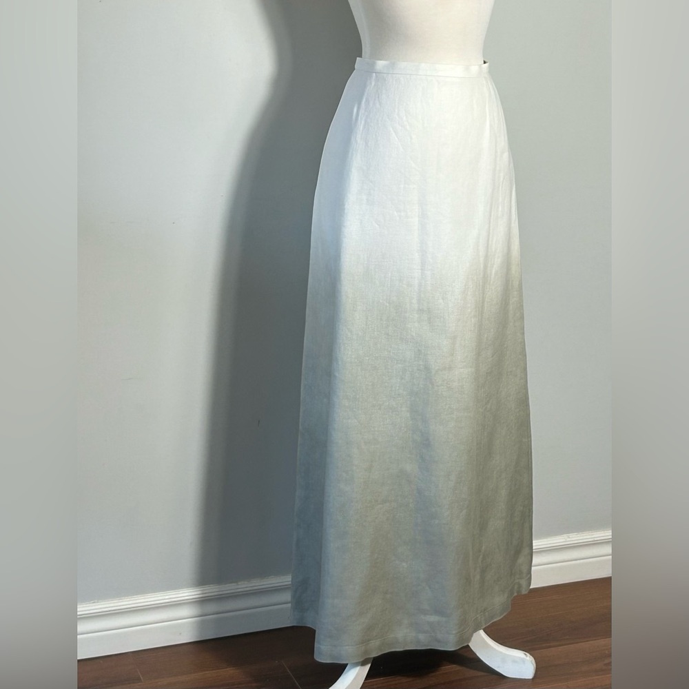 Lafayette 148 New York 100% Linen Ombré Maxi Skirt Size 4 cream, grey